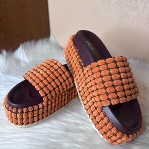 Cider FUZZY DESIGN SINGLE BAND SLIPPERS Slides Size 8.5